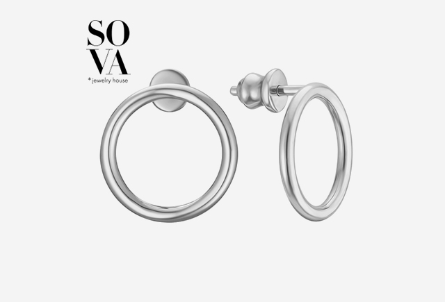 Сережки з білого золота Мегаполіс