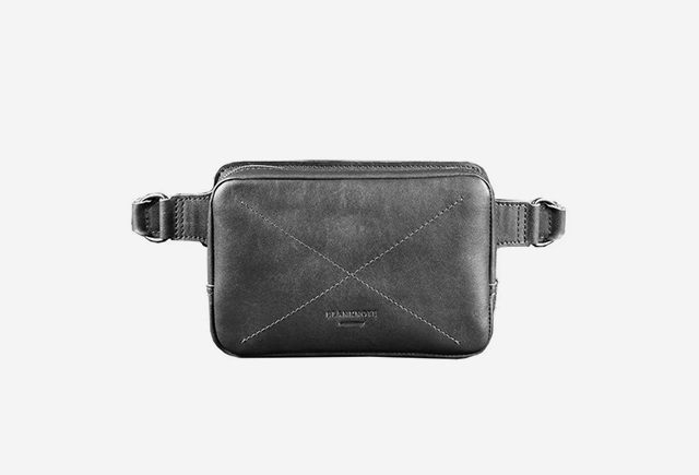 Чорна шкіряна поясна сумка BlankNote DropBag Mini