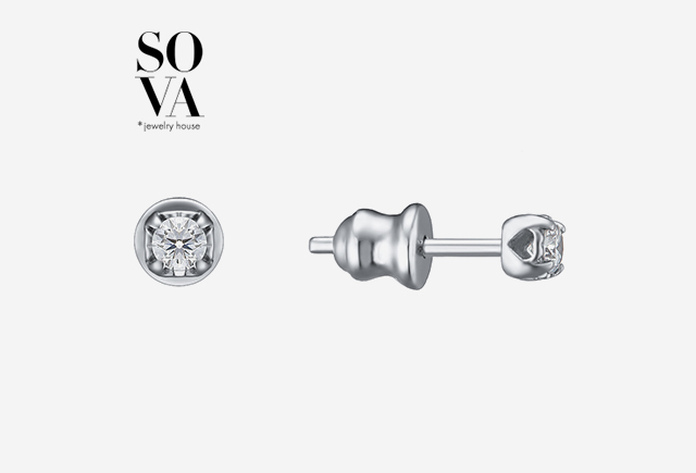 Сережки з білого золота з діамантами Dress code